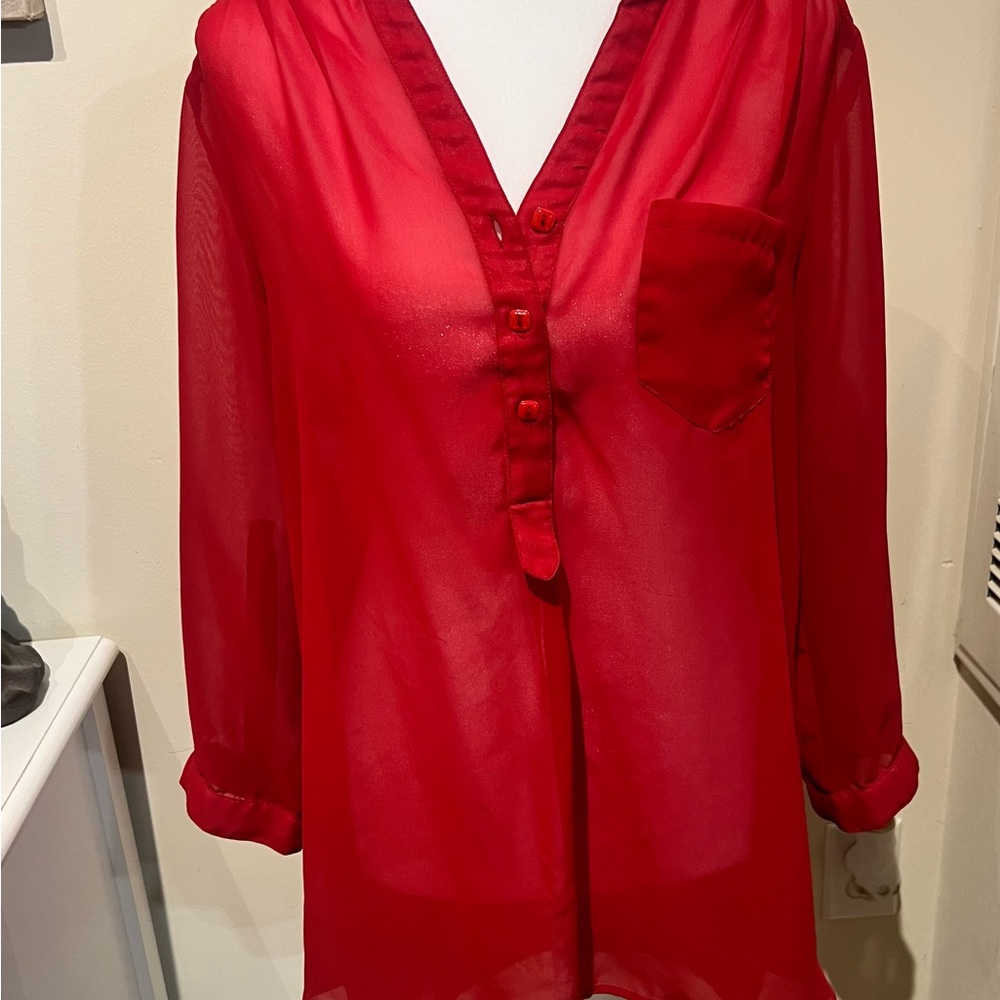 Truth Vibrant Red Button-Down Blouse